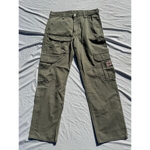 Levi Strauss & Co Mens Cargo Pants Olive Green Workwear Straight Leg 34x34